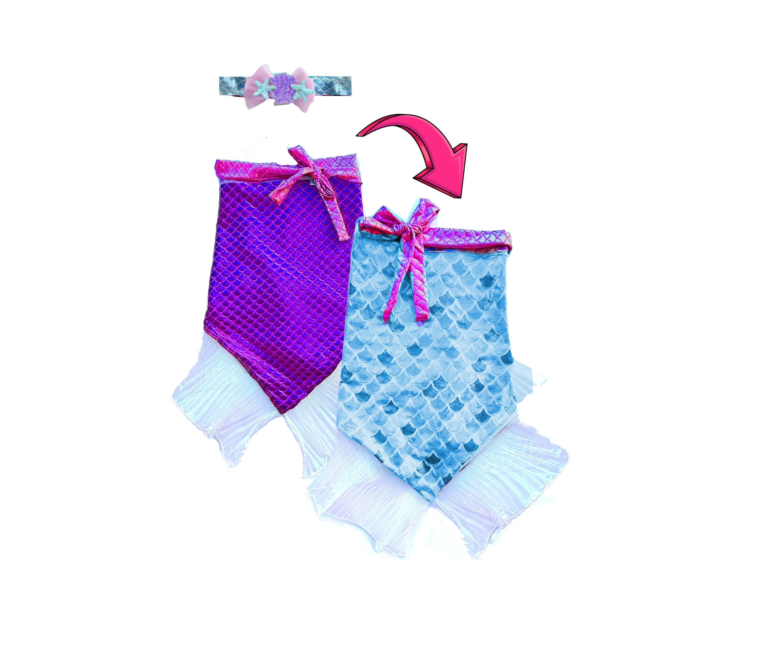 2 in 1 Glimmer Wrap with Headband- Blue/Purple