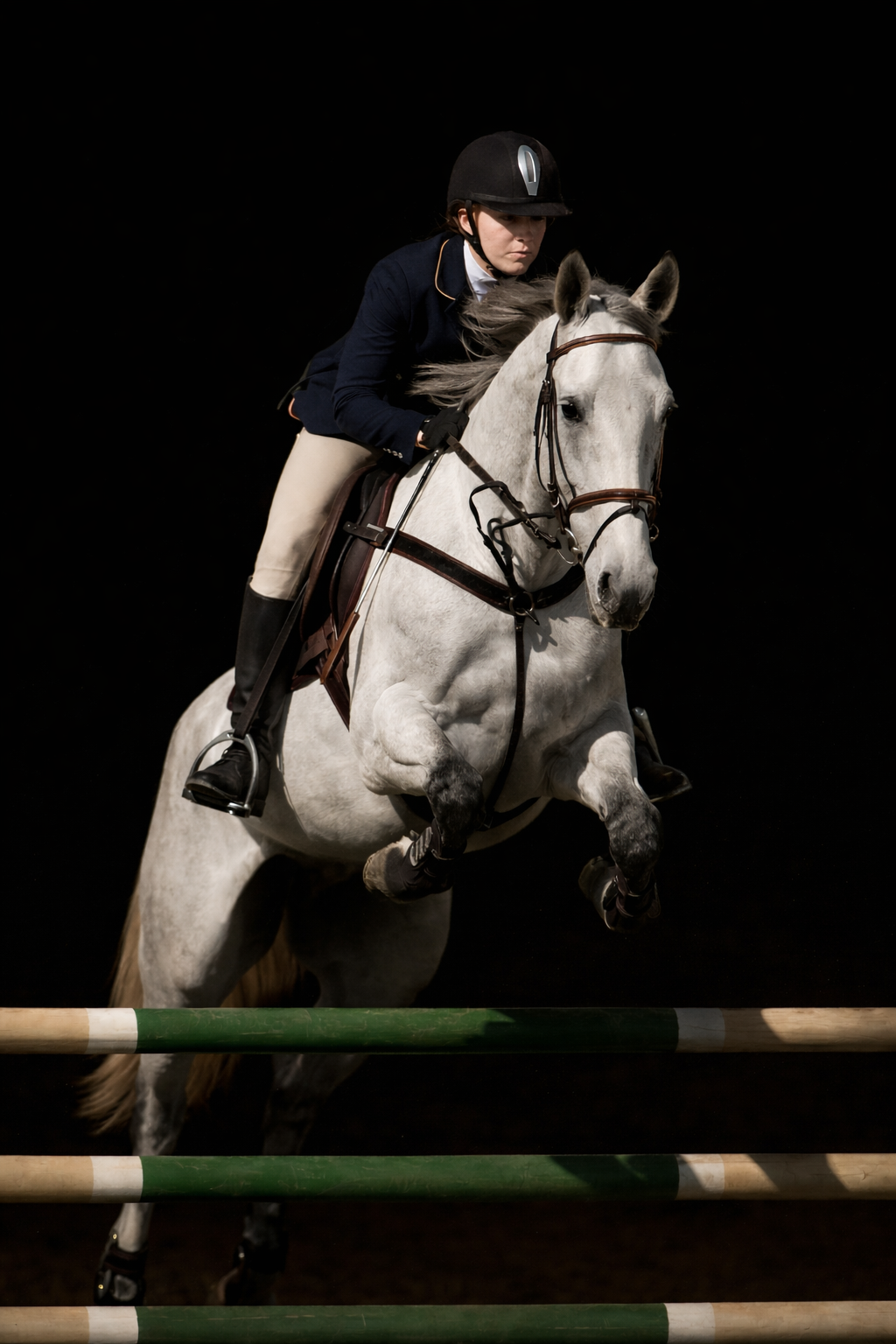 Performance horse showjumping with equine veterinarian