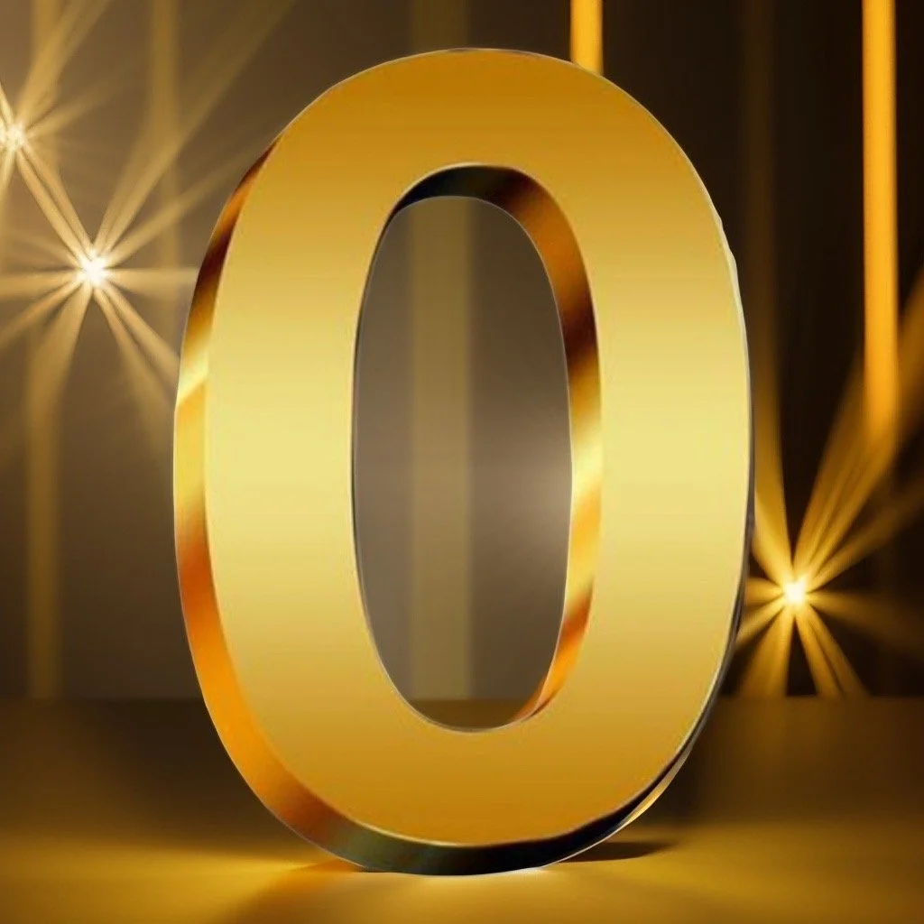Lettre O en or brillant avec des lumières en arrière-plan
