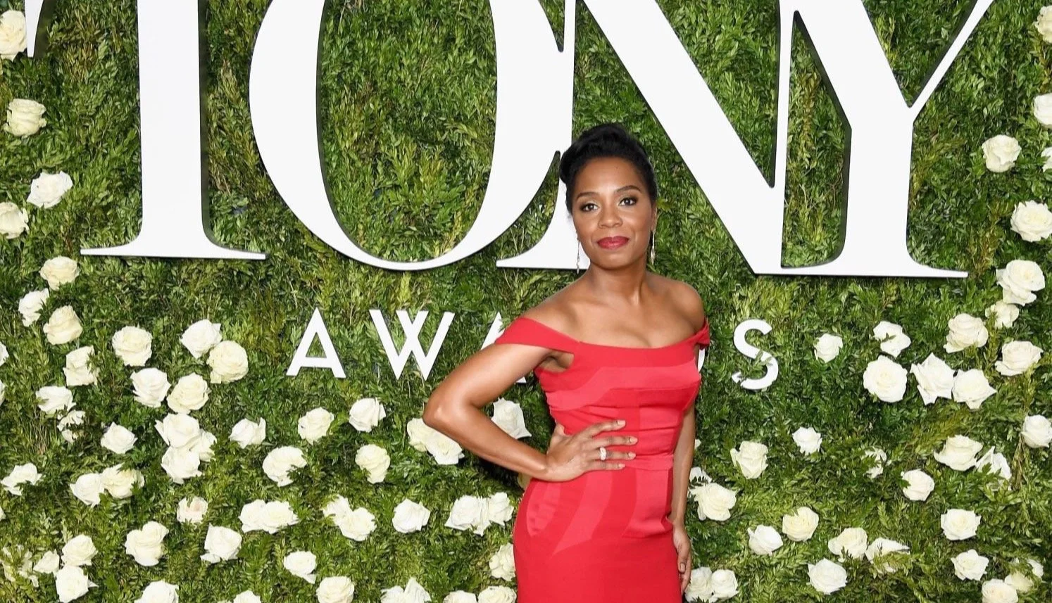 Close-up Michelle Wilson at the Tony Awards, syled by Chandra Moore.