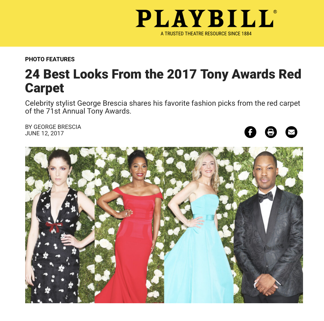 Playbill — Best Looks From the 2017 Tony Awards Red Carpet. Michelle Wilson in a red gown, styled by Chandra Moore.