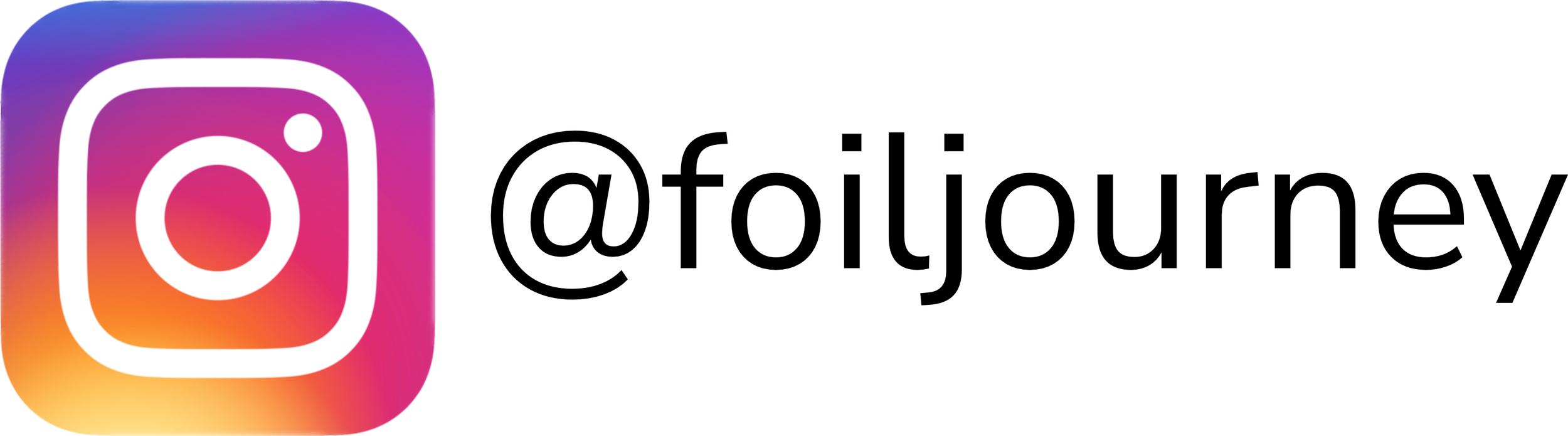 Instagram logo with gradient background and black text reading "Follow us on Instagram"