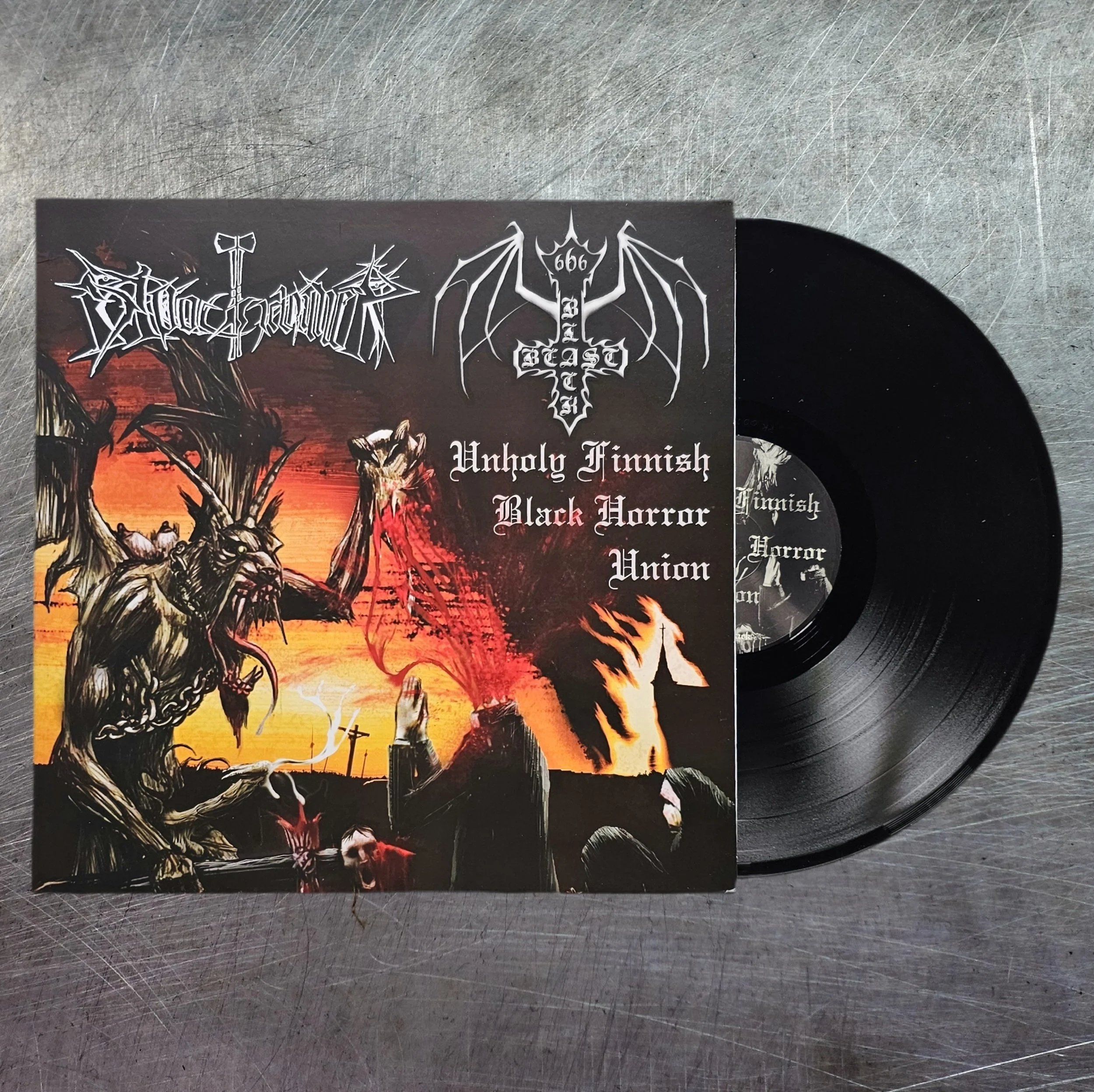 BLOODHAMMER / BLACK BEAST "Unholy Finnish Black Horror Union" LP