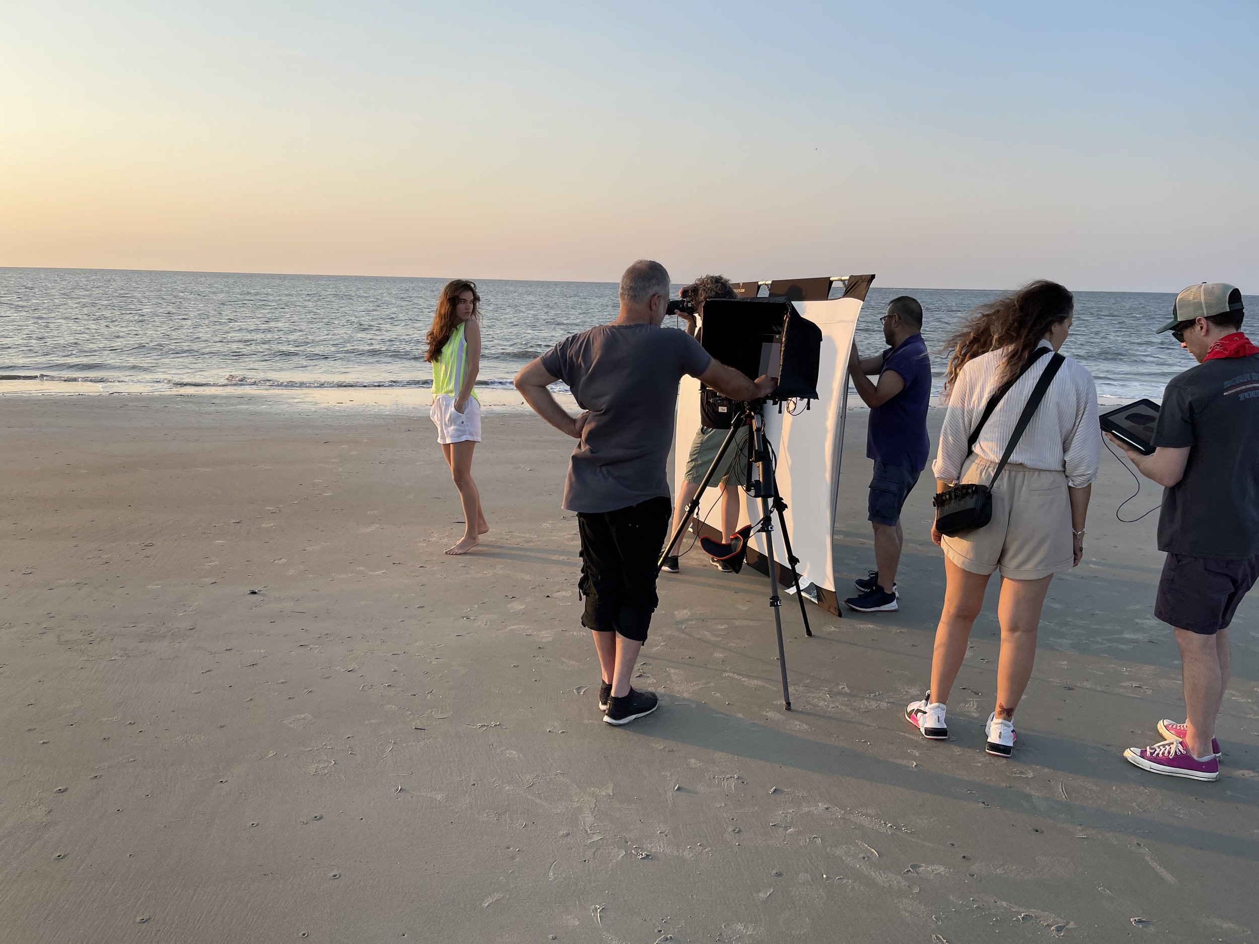 Beach shoot behind the scene  with team