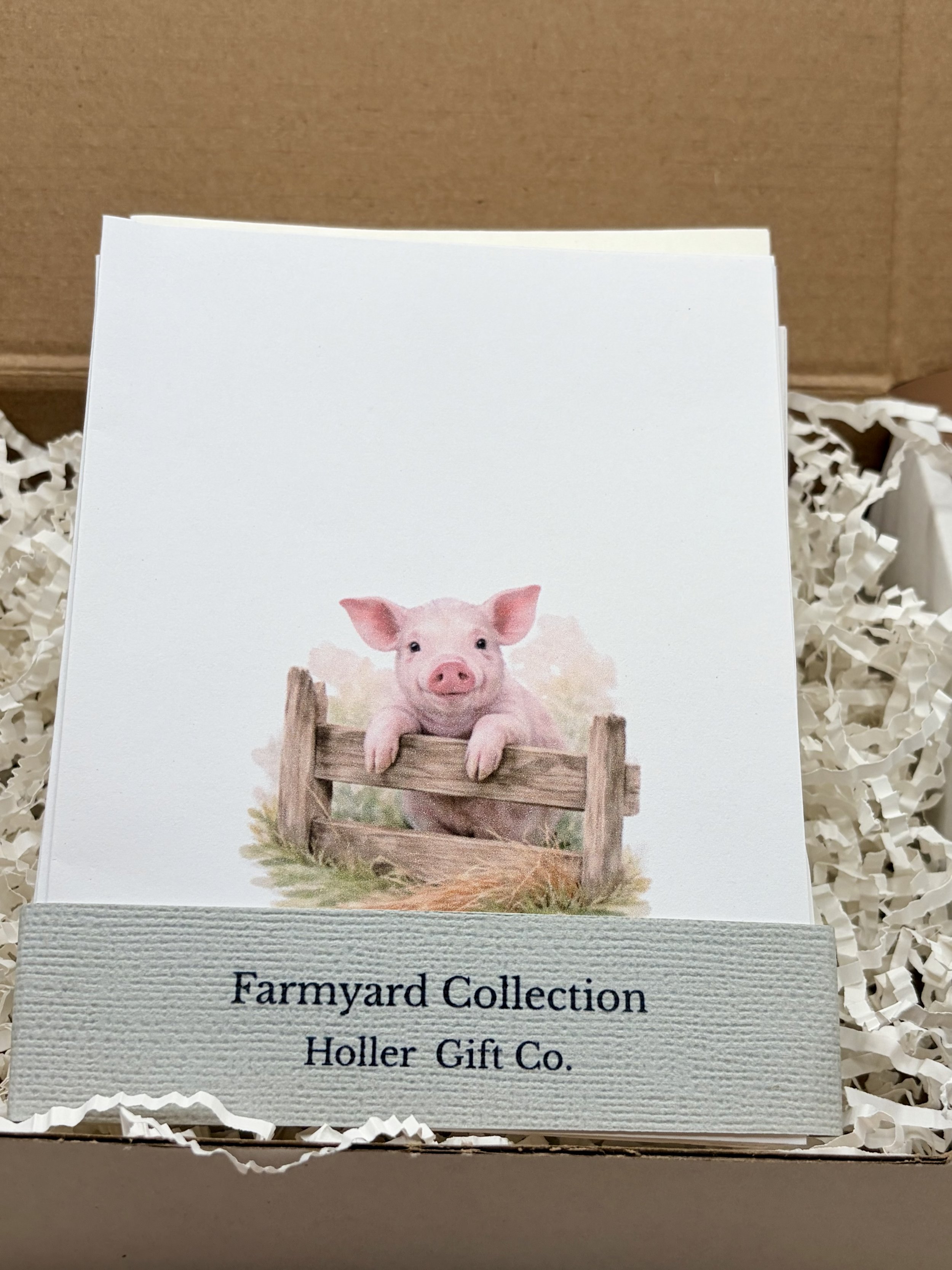 Farmyard Collection Boxed Note Cards - Pig & Pasture Set