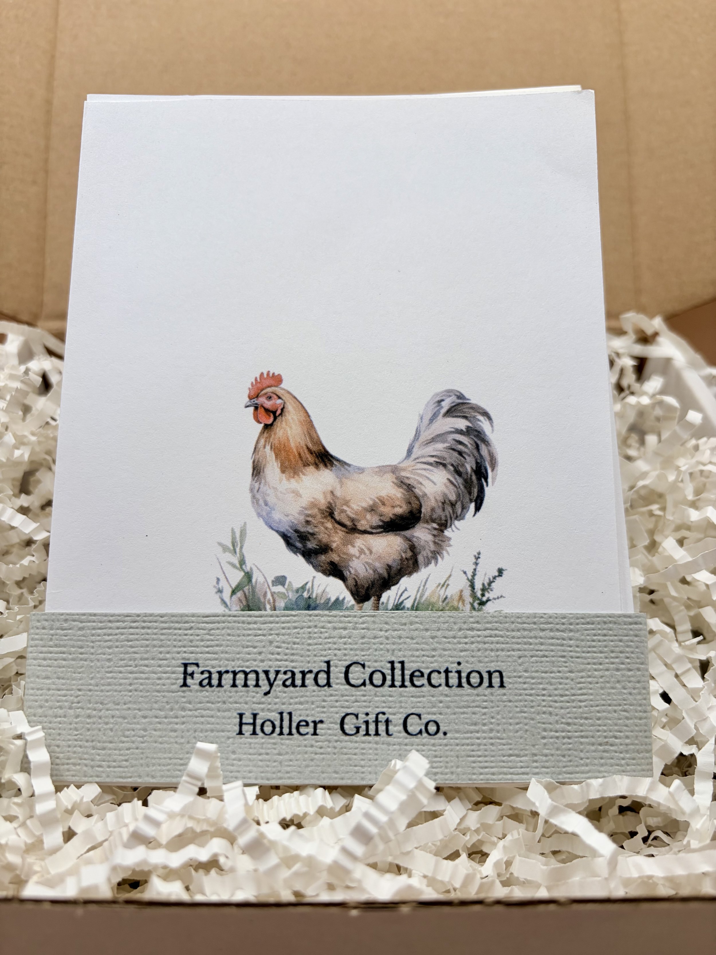 Farmyard Collection Boxed Note Cards - Chicken & Chicken Coop Set