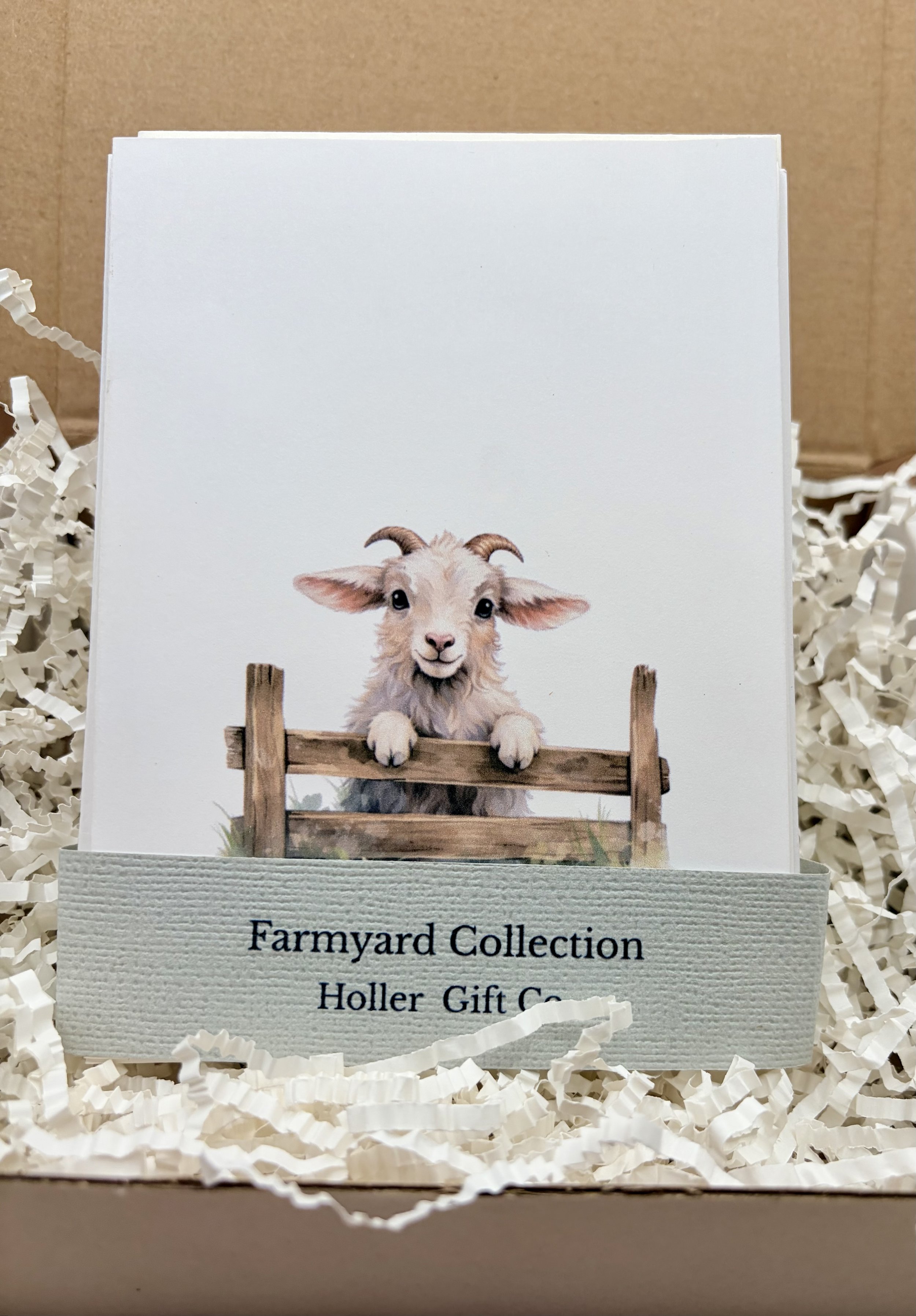 Farmyard Collection Boxed Note Cards - Goat & Barn