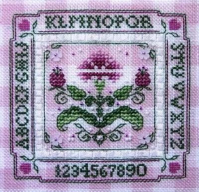 Tiny Pink Carnation Alphabet Sampler