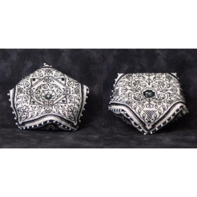 Blackwork Floral Biscornu