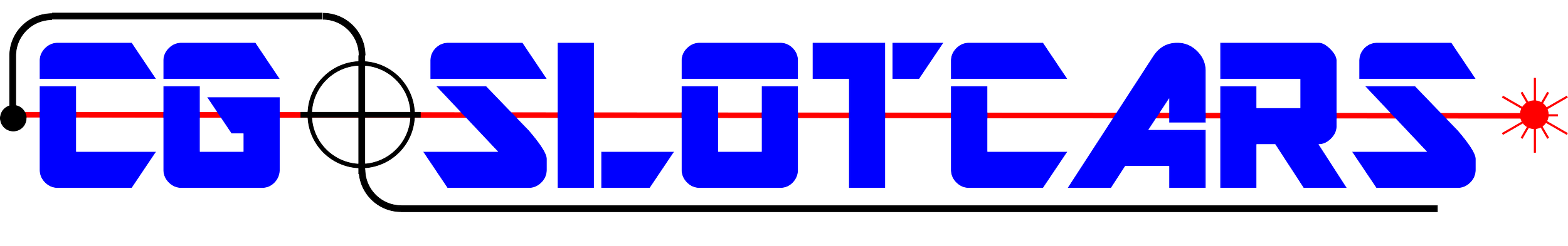 Logo of 'CSHOPCARS' with stylized blue lettering, a black outline, and a red laser targeting crosshair and line design.