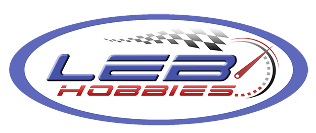 Logo for LE3 Hobbies featuring a speedometer and checkered flag design.