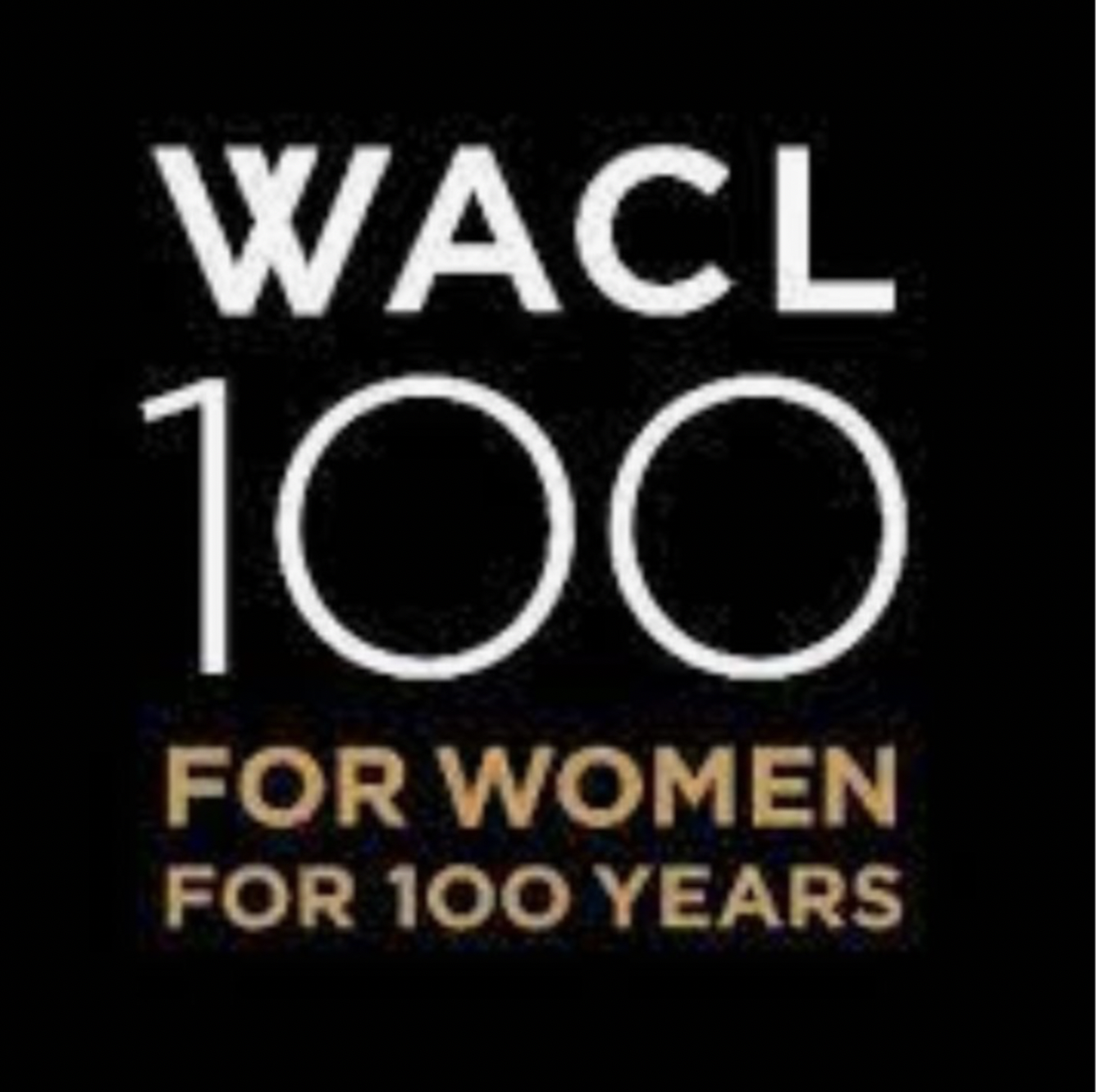WACL 100 for Women for 100 Years logo in black background