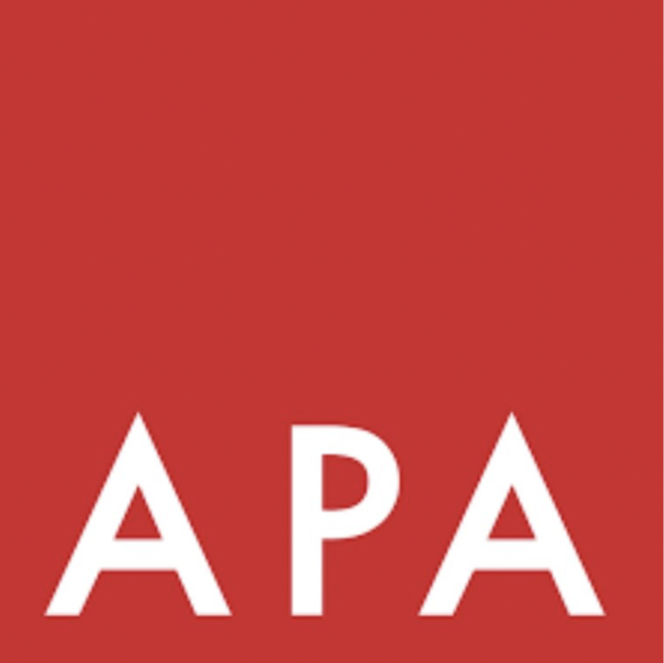 Red background with large white letters spelling 'APA' at the bottom.