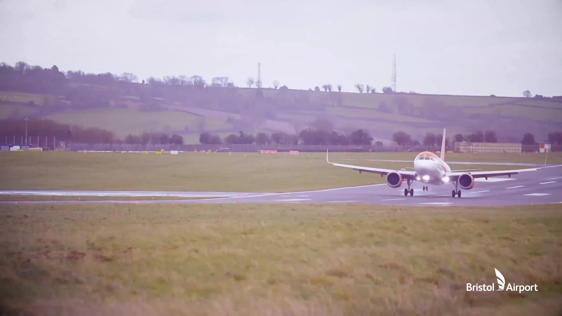 Aircraft taxiing at Bristol Airport