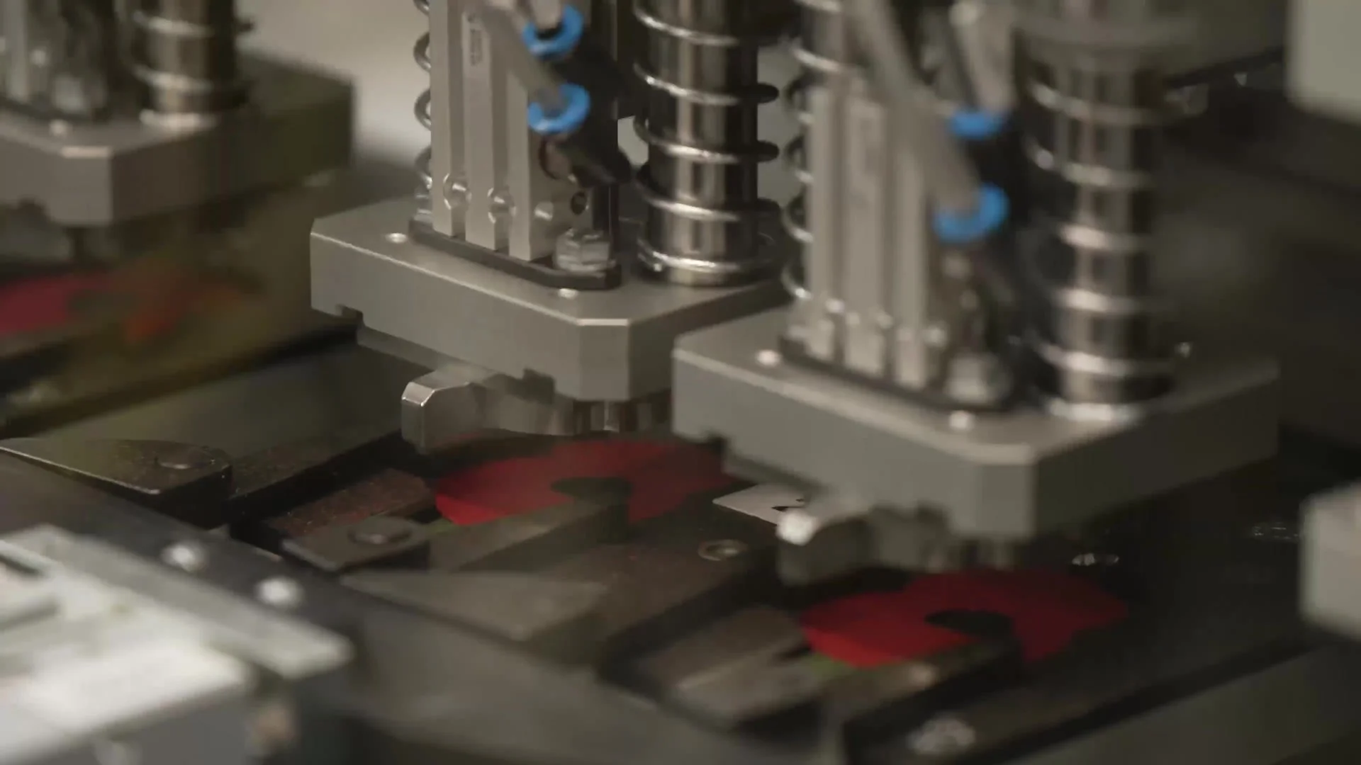 Poppies being assembled on the machine