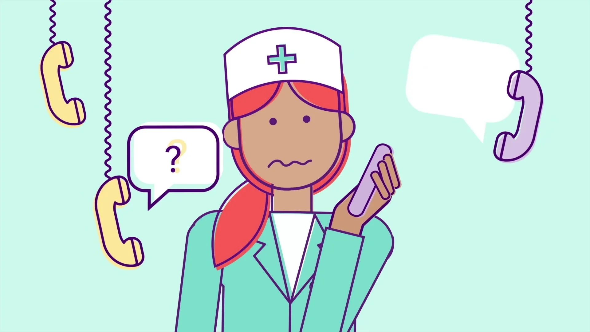Nurse juggling several phone calls