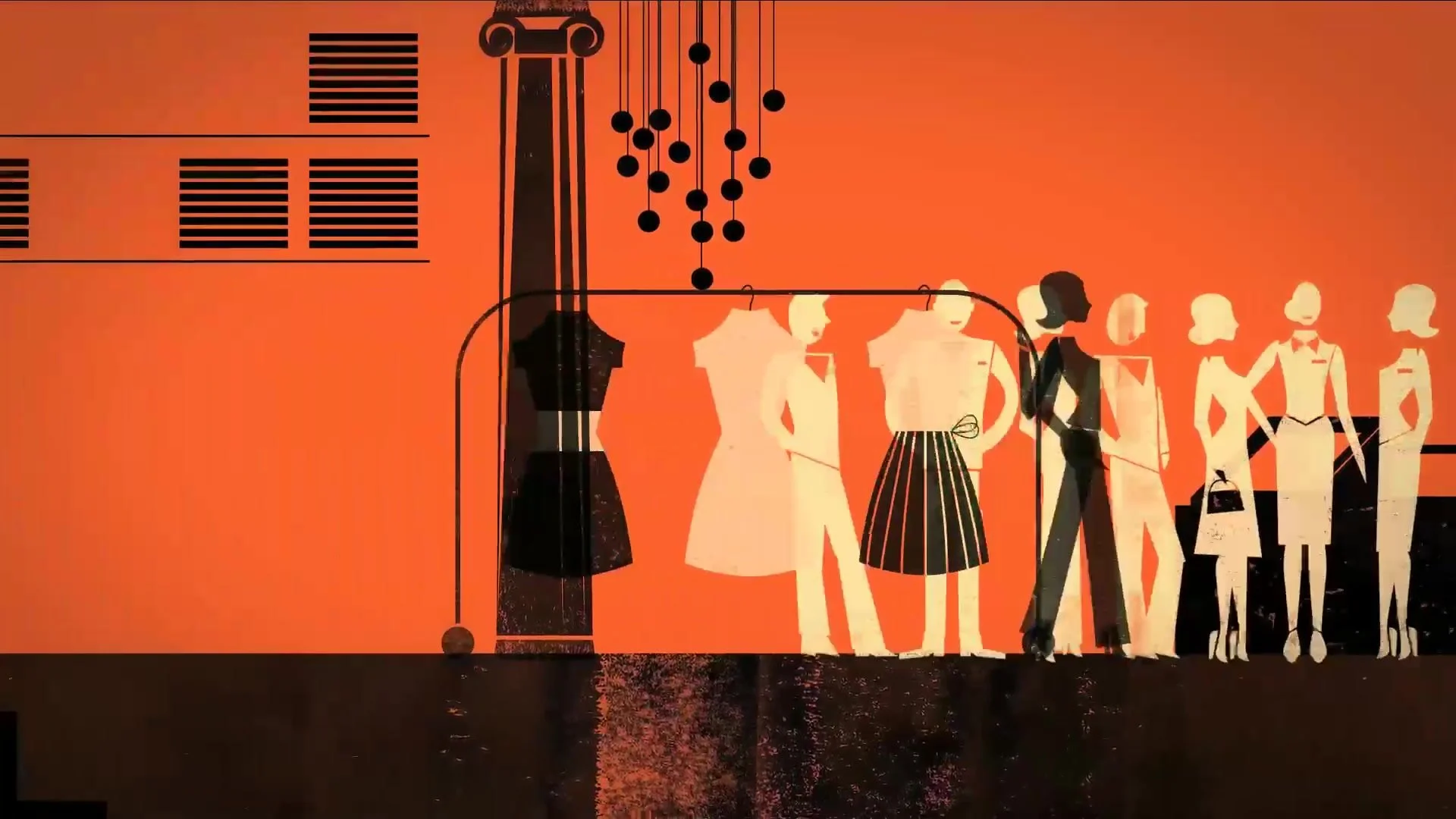 Animated shop floor silhouettes in the Selfridges series