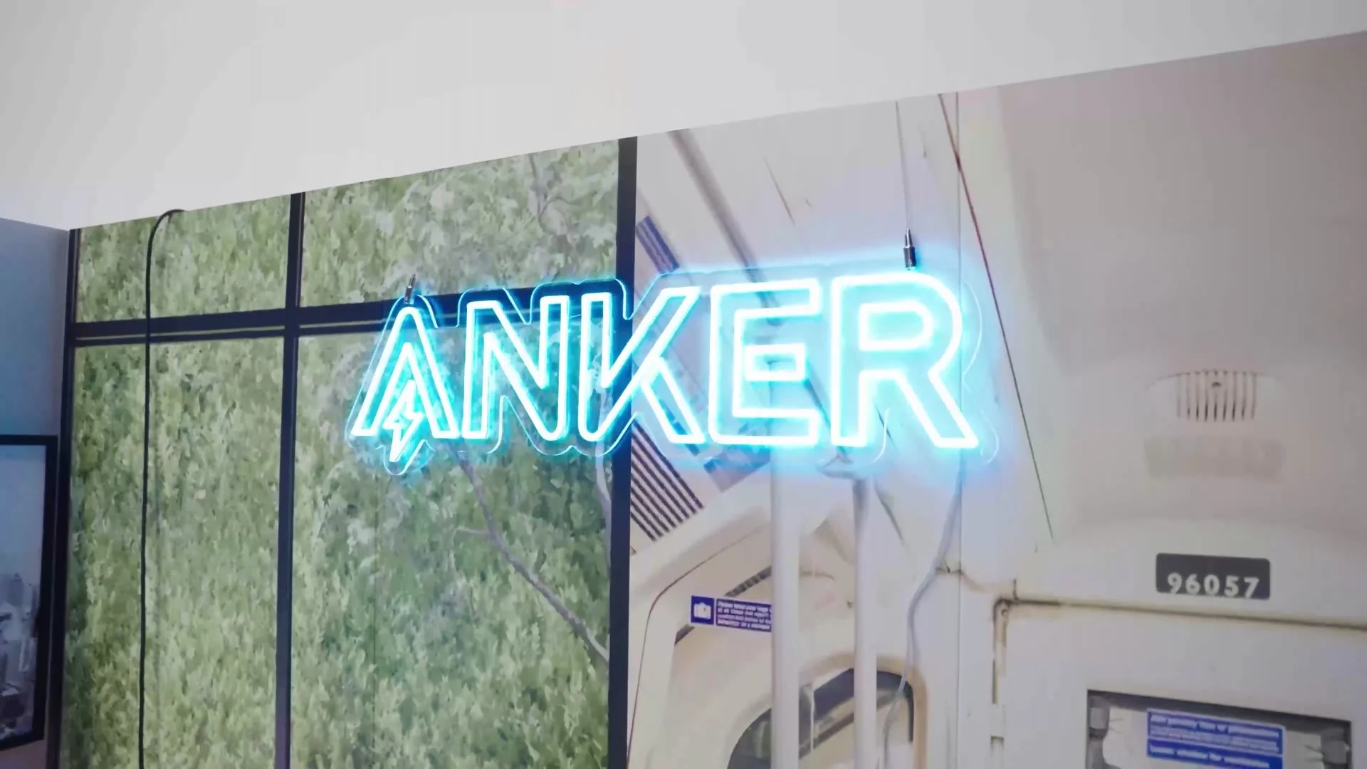 The Anker neon sign at the event