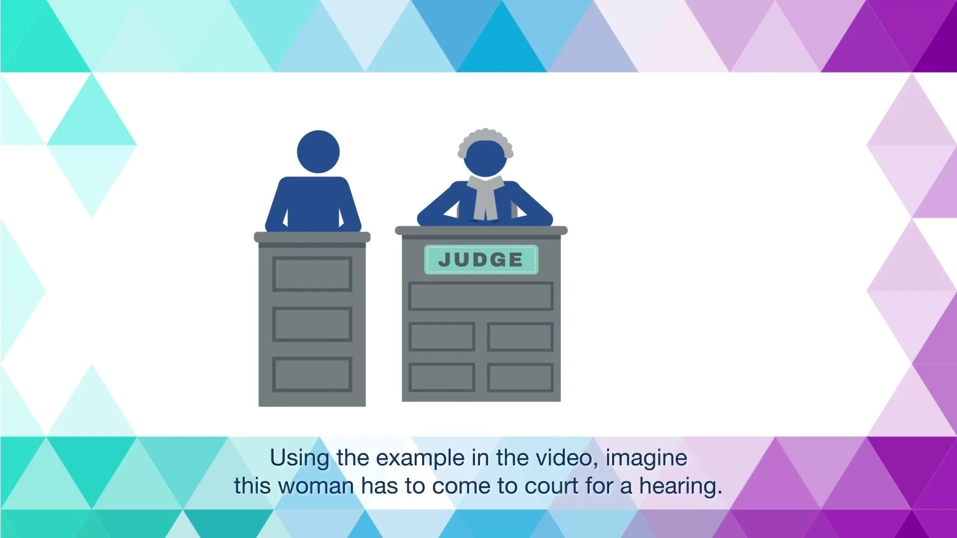 An animated court scenario