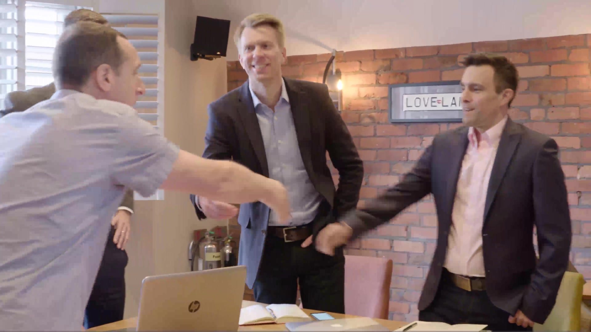 A handshake with a partner