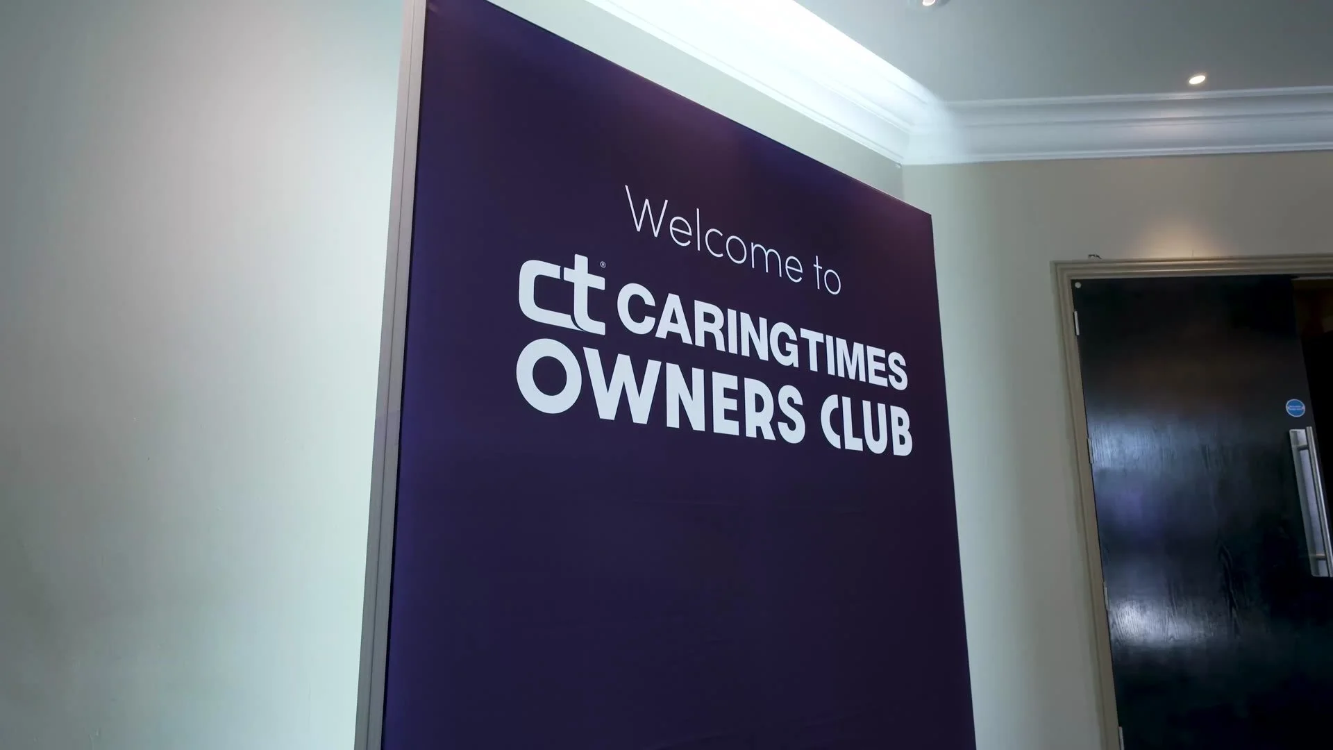 The Caring Times Owners Club welcome sign