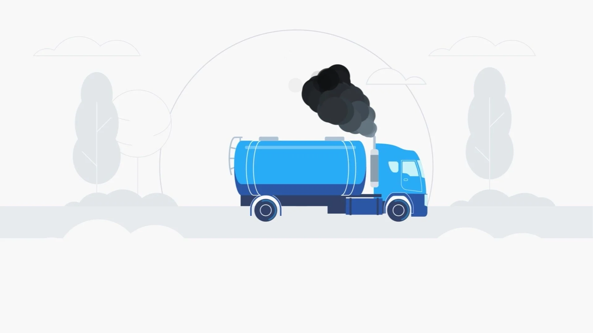 Animated truck carrying away sludge