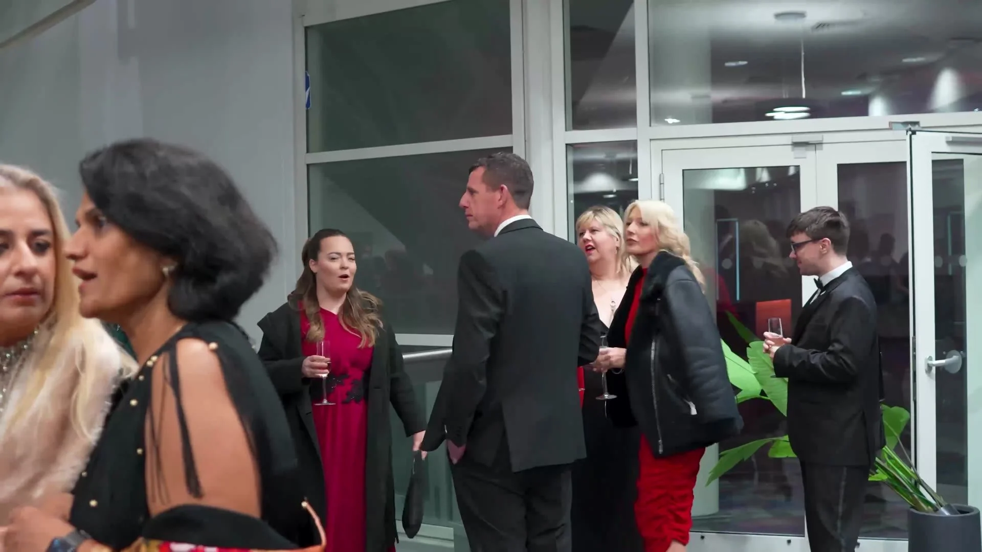 A packed drinks reception