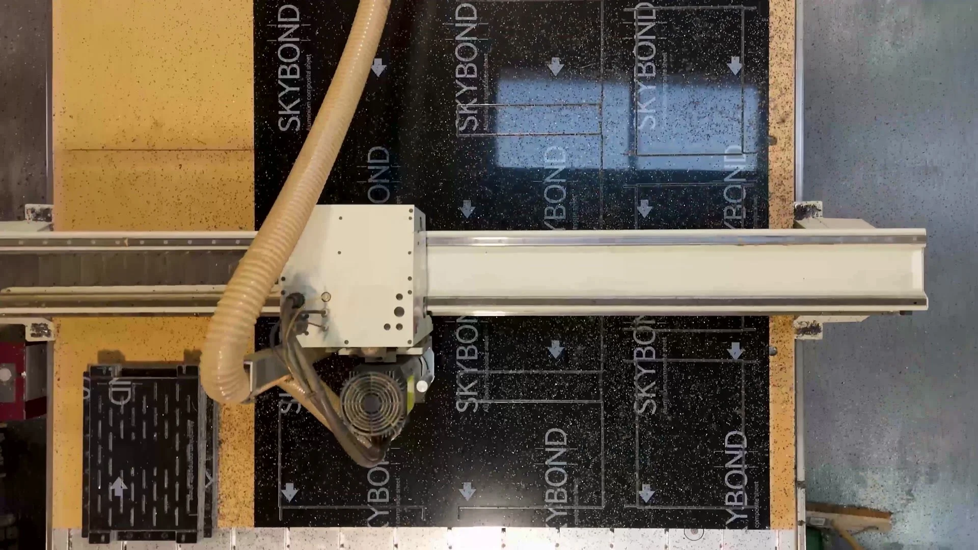 CNC router cutting panels on the Unibox factory floor