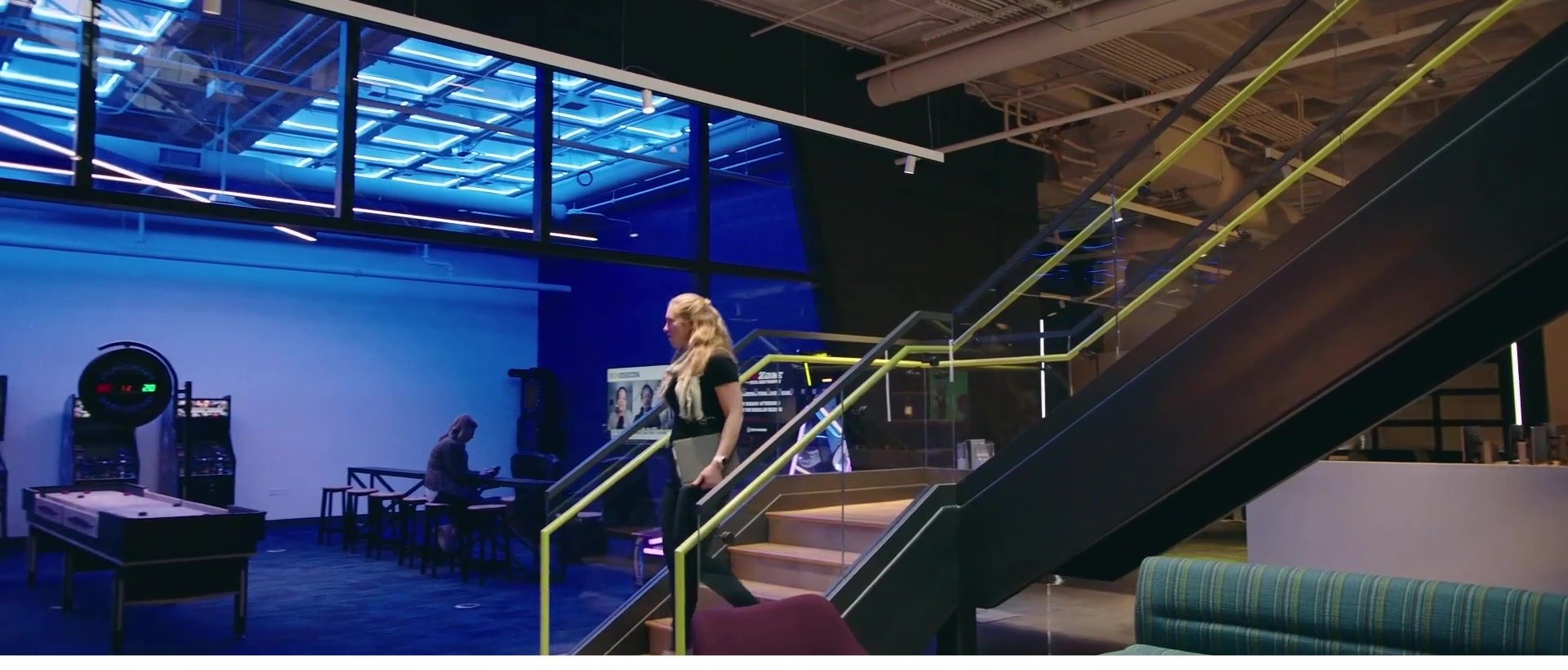 Staff on the stairs at M&T Tech