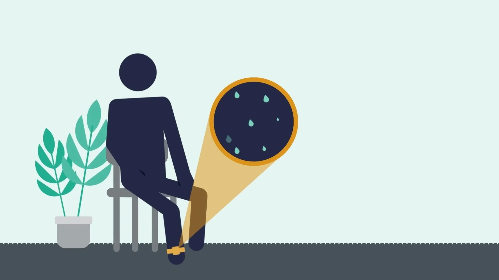 Animation showing how the ankle tag samples sweat to detect alcohol