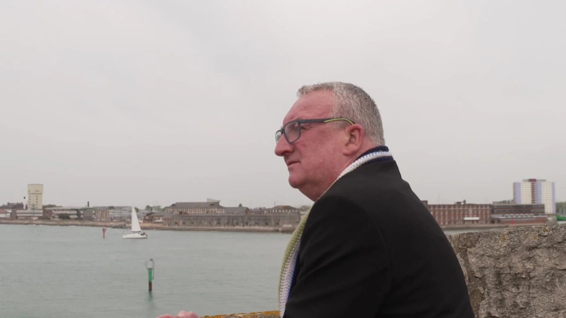 A veteran looking out to sea