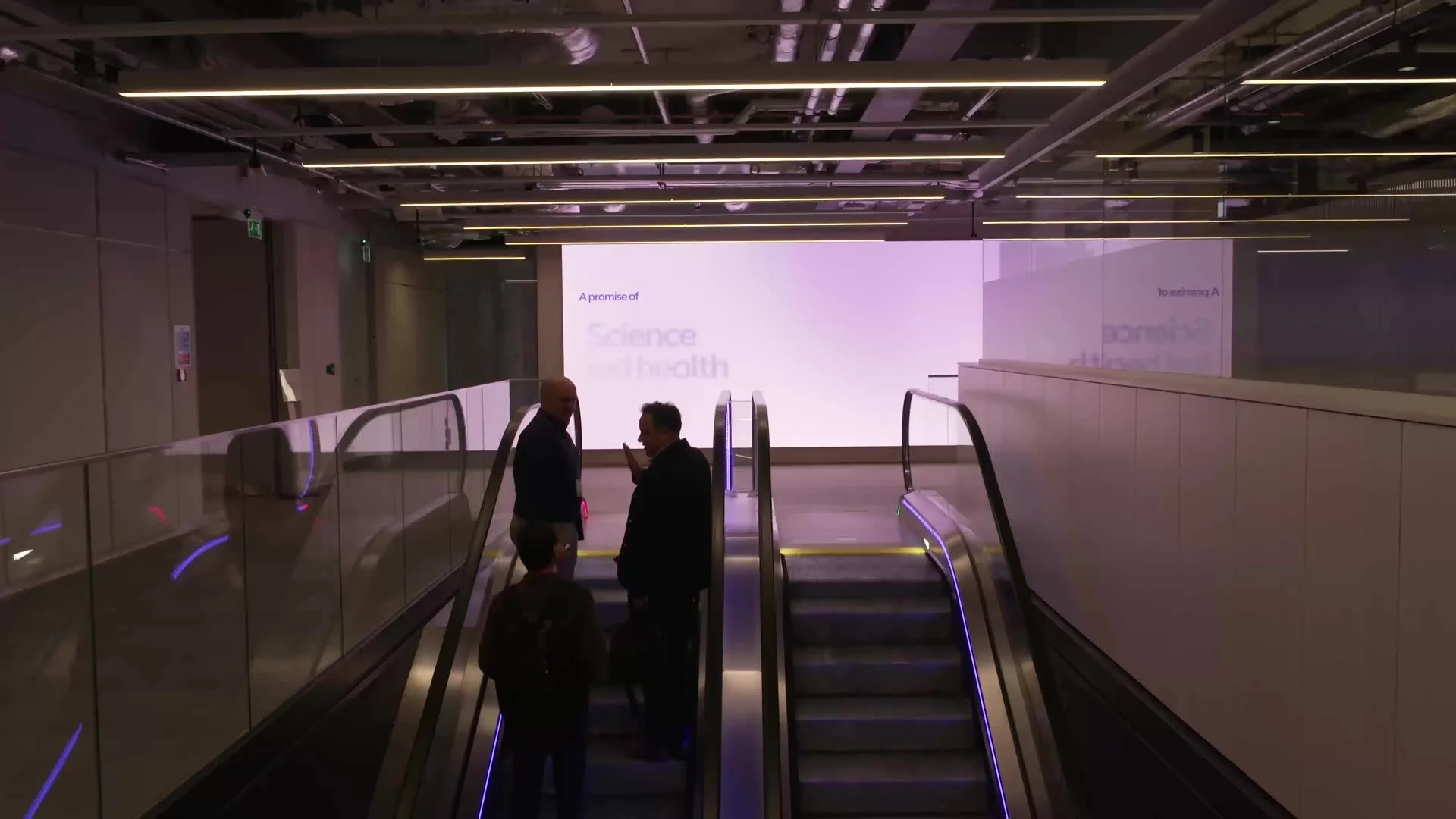 Escalators leading up to BT’s digital workplace space