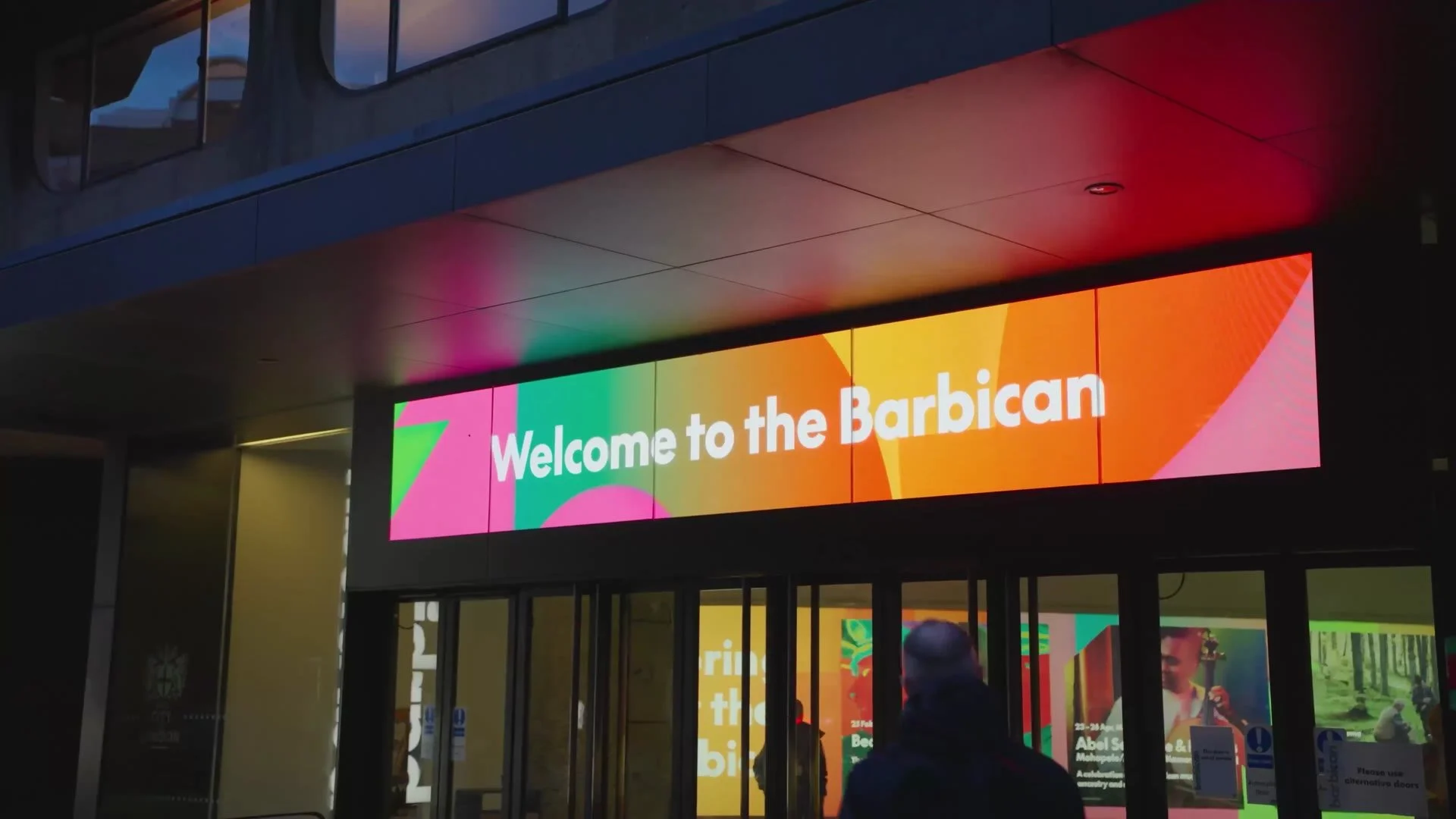 The welcome screen at the Barbican