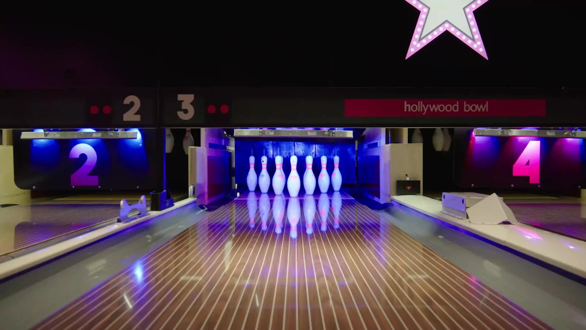 Arcade games in a Hollywood Bowl centre