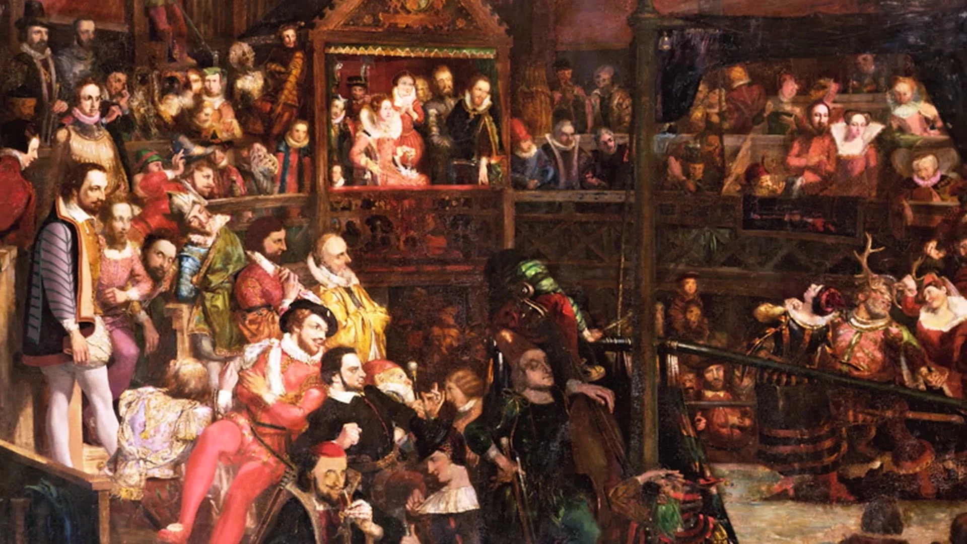 Painting of an Elizabethan playhouse audience