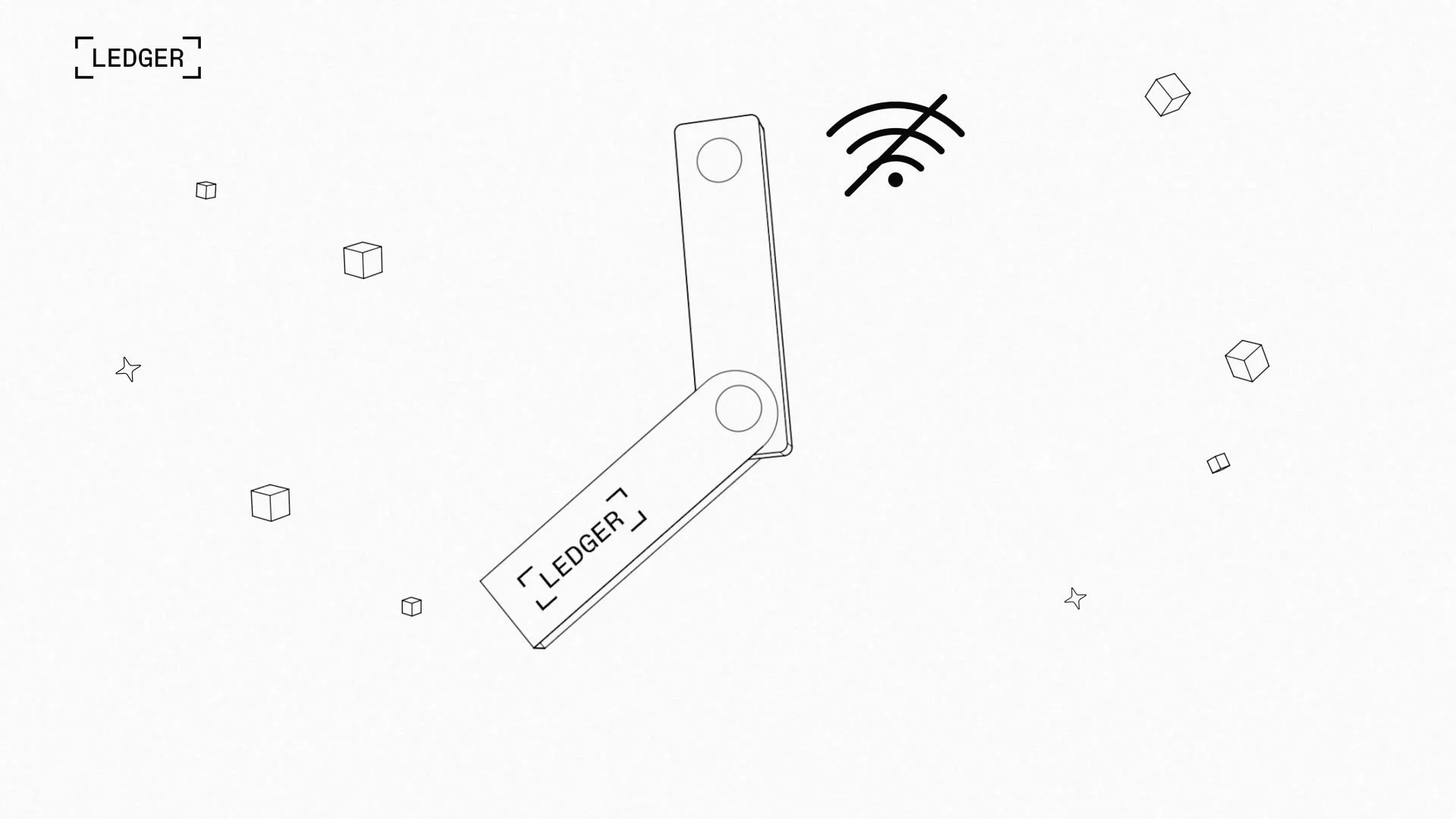 Ledger hardware wallet with lock and fingerprint icons