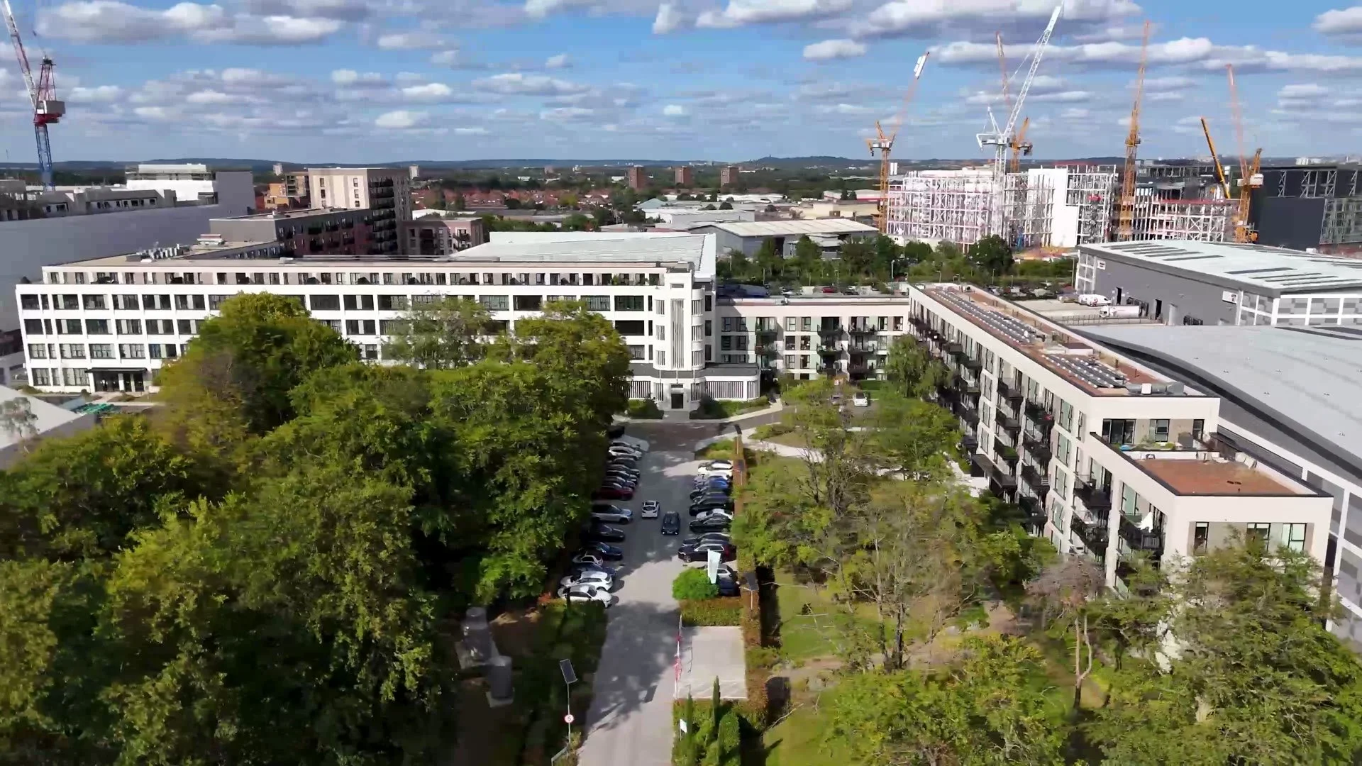 Aerial view of the Hayes Village development