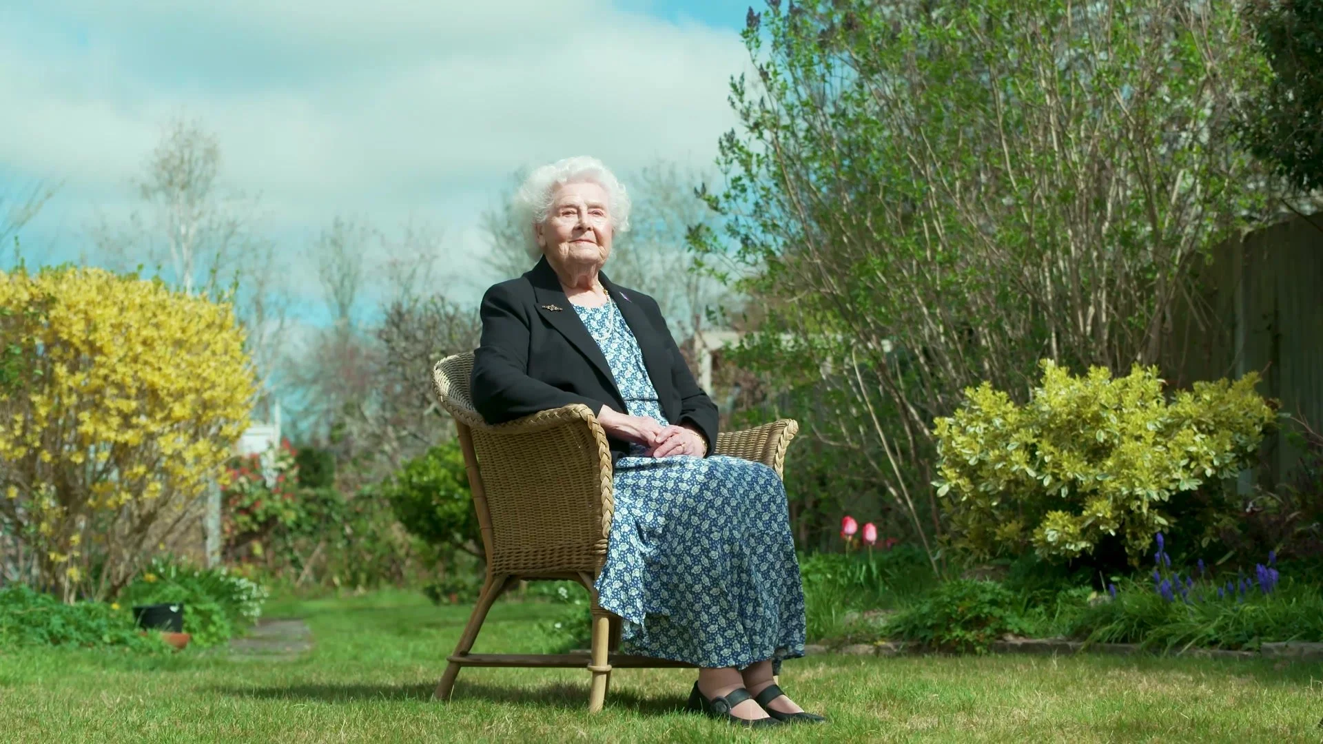Second World War veteran Olga Hopkins in her garden