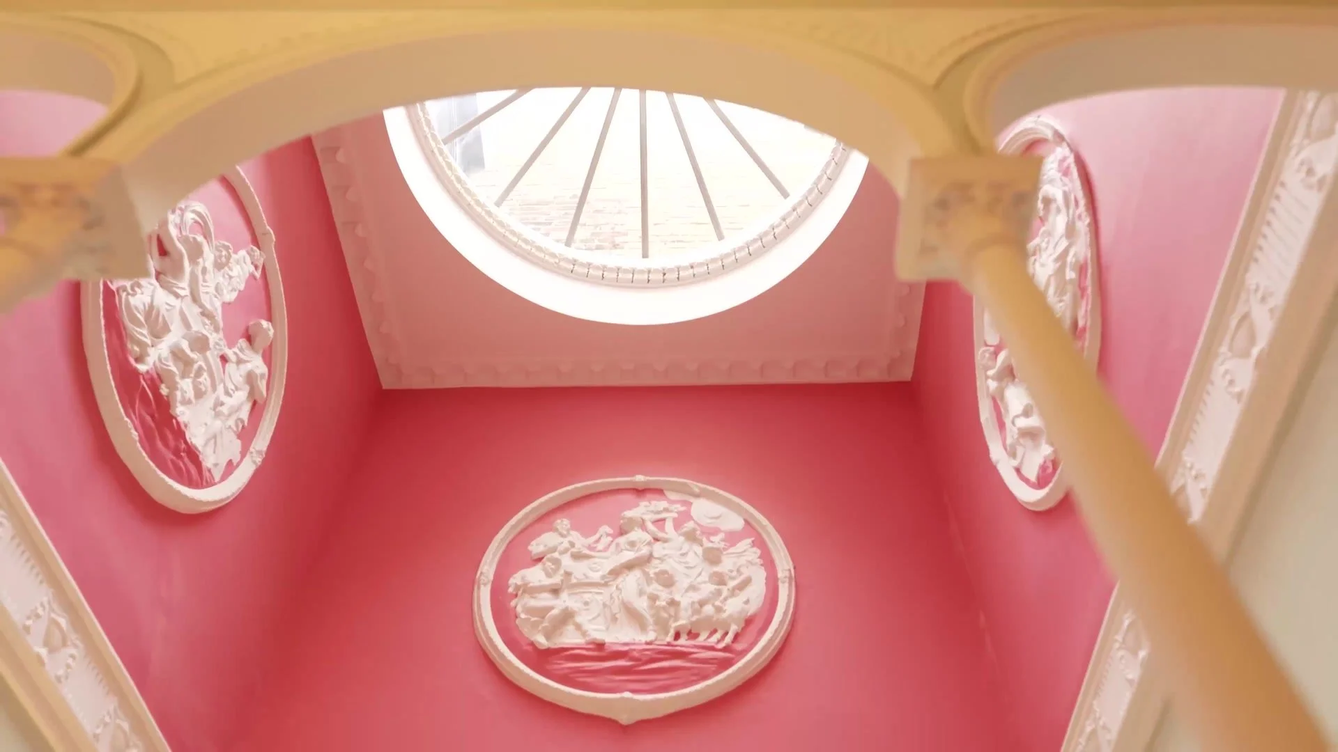 The staircase and ceiling from above