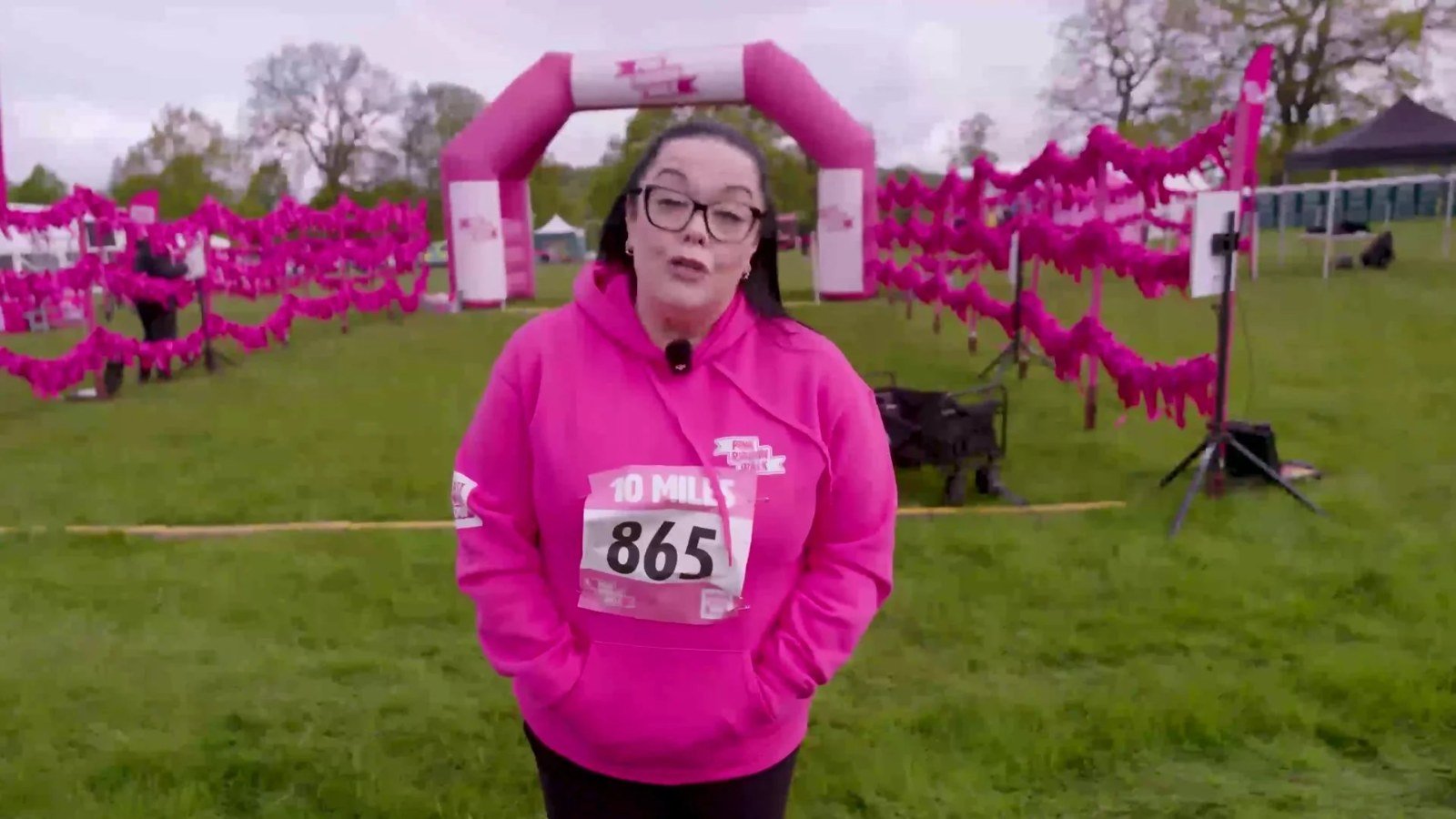 Breast Cancer Now ambassador Lisa Riley at the Pink Ribbon Walk start line
