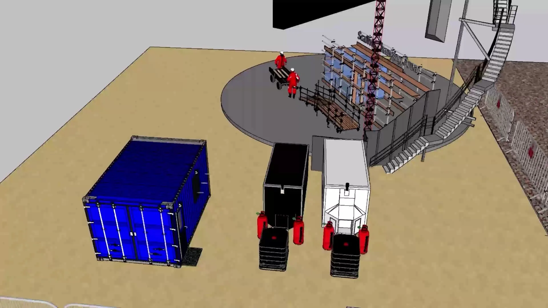 3D model of the chimney base and hoist set-up used to plan the works