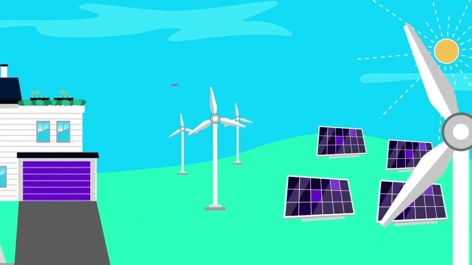 Octopus Energy US animated explainer: a home powered by solar and wind