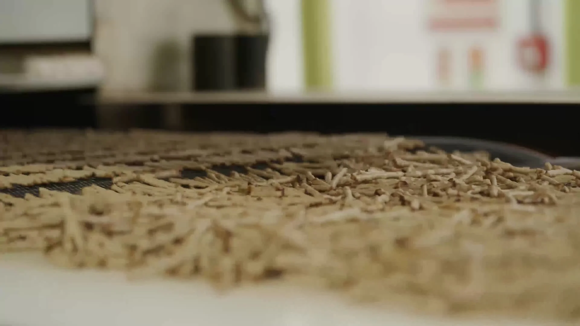 Close-up of crackers on the production line