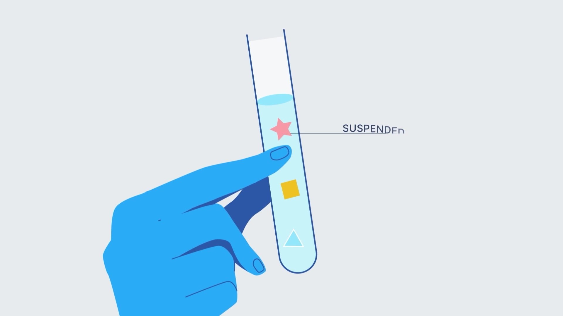 Animated water sample in a test tube