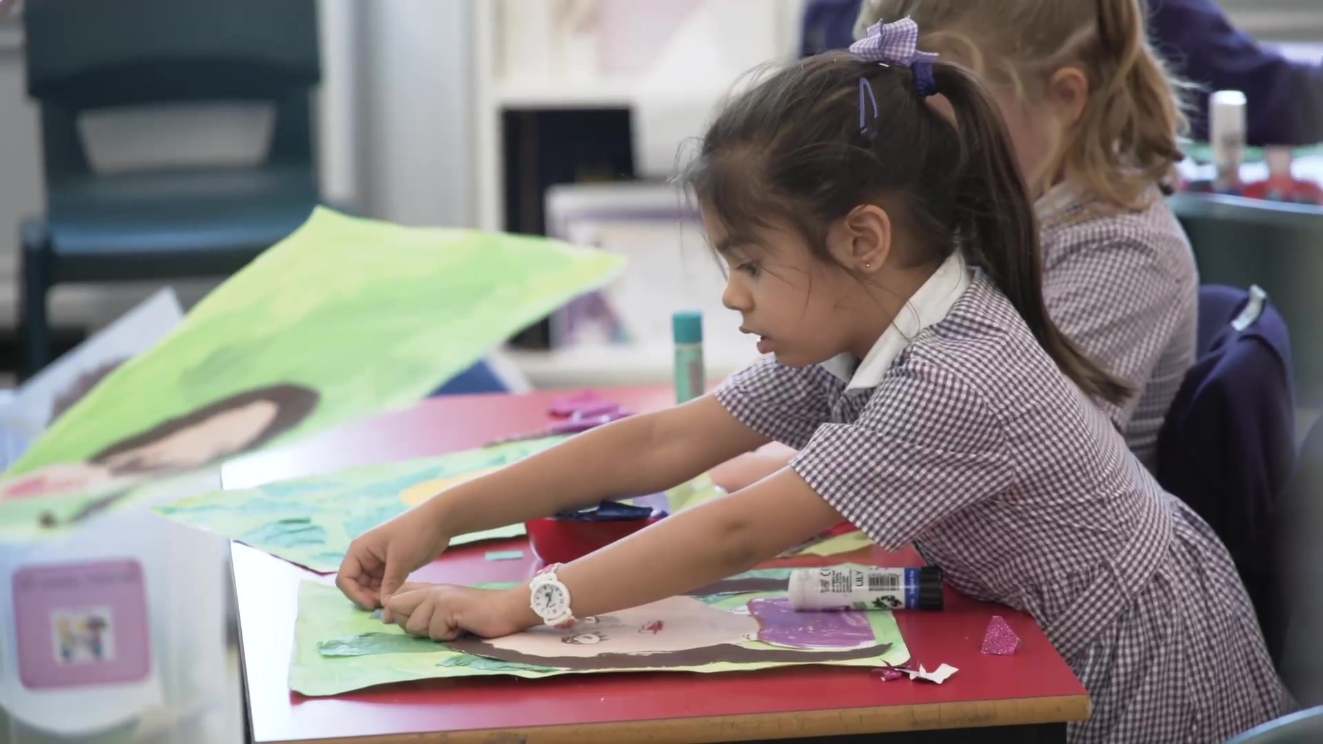 A pupil working on an art project