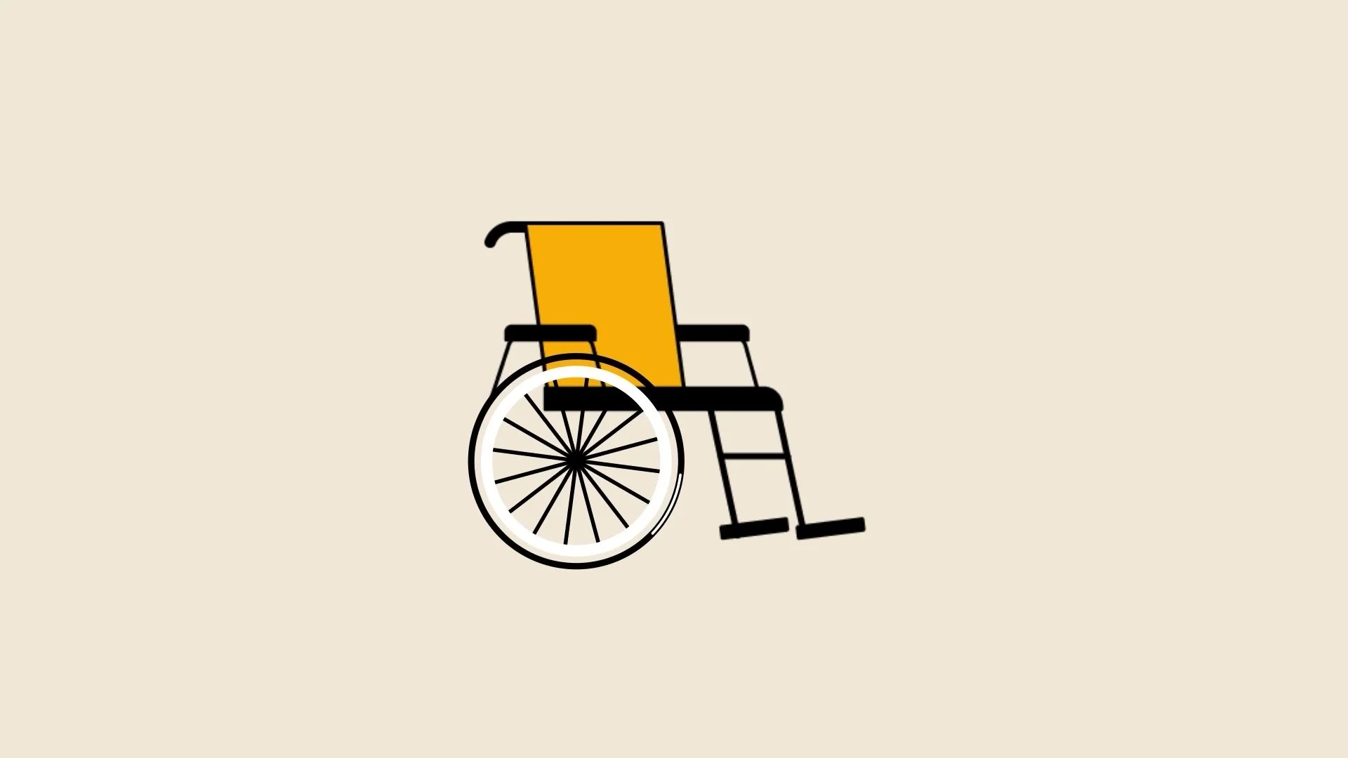 Animated wheelchair representing mobility equipment the RLF can help with
