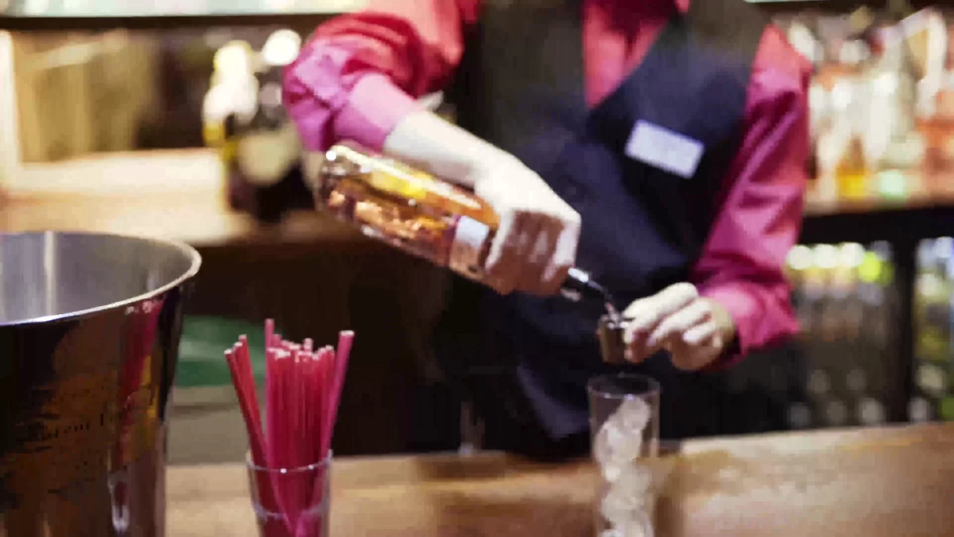 Drinks being poured at the bar