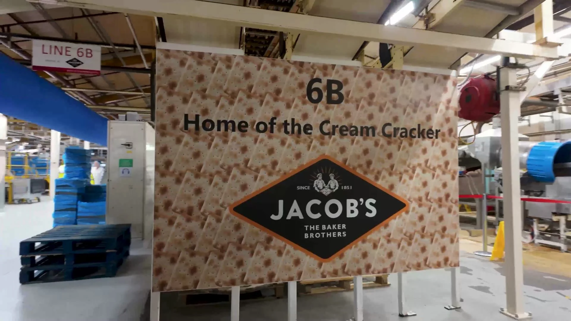 Line 6B sign at Jacob's Aintree bakery, the home of the Cream Cracker