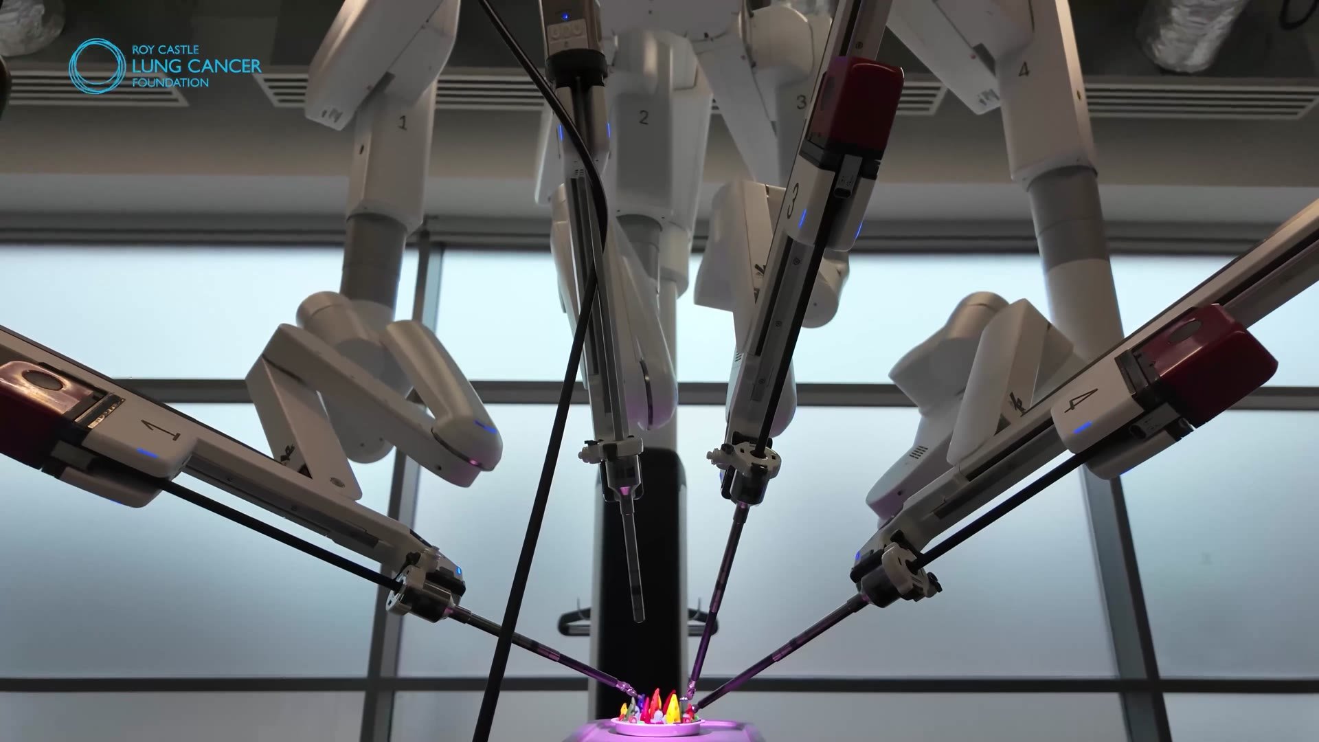 The robotic arms and instruments in close-up