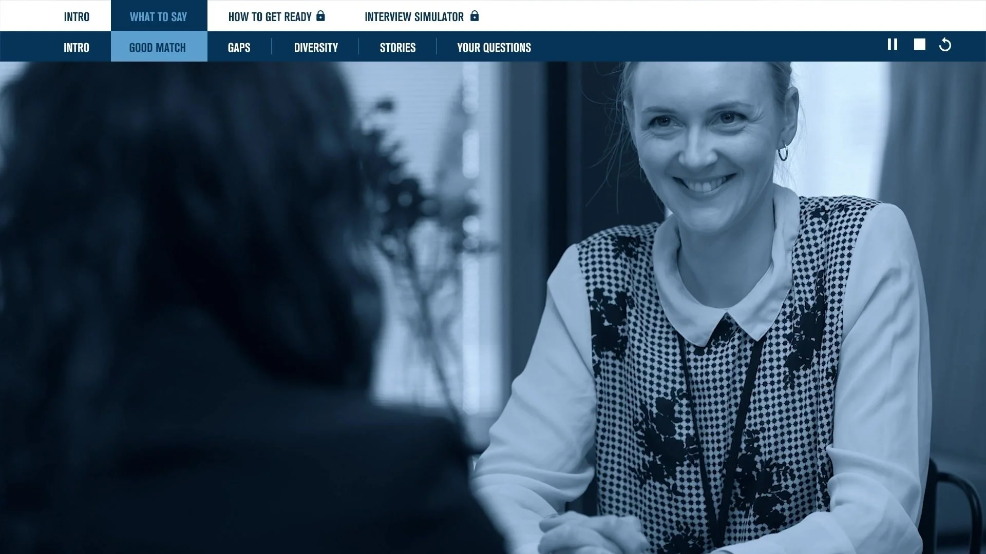 An interview role-play scene